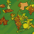 Animated autumn scene with falling leaves and rake tools in a pixelated style, displayed as a 4x4 contact sheet of sequential frames showing motion progression.