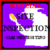 12 square with red borders showing website inspection checks and awards; top-left has purple background with white silhouette, green text "Check HTML", blue "OK" over red checkmark, and other list file types