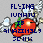 A pixelated flying tomato with wings and a green stem, overlaid with blue text reading "FLYING TOMATO IS AMAZINGLY SENKI NEITHER CAN THE WORLD KATRINA CAN NOT HANDLE IT =]".