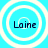 Four circular icons with concentric rings on a cyan background, each containing the text 'Laine' in dark blue pixelated font.