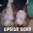Two side-by-side pixelated images of feet with text below each, one labeled 'UPSIDE DOWN' and the other 'BEST FRIENDS'.