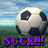 Pixelated soccer ball on grassy field with blue sky, purple text below reading SCRR!!! and RCKRZ!!!