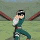 Animated sequence of a character in teal outfit performing a hand gesture, transitioning from raised to extended position against a green and brown background.