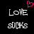 A black background displays two identical side-by-side text arrangements with a pink pixelated heart above the left arrangement.