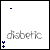 A 5x5 contact sheet of animated frames showing a pixelated text-based icon with changing blue and gray text elements above the word 'diabetic' on a white background.