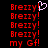 Red pixelated text 'Breizy!' and 'my Gf!' on black background with a white heart symbol above the first line.