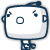 Two side-by-side pixelated cartoon characters with rounded rectangular bodies, circular eyes, and small limbs; one character's eye is a solid circle while the other has an open mouth shape.
