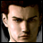 Pixelated image of a person with dark hair and light skin, next to stylized text on a black background.