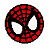 Pixelated Spider-Man mask icon with red and black web pattern, white eye shapes on a white background; adjacent green text reads 'Original Icons .com' in pixelated font.