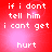 Red background with white pixelated text reading "if i dont tell him i cant get hurt" arranged in four , each showing identical text