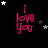 A black background displays pink 'I love you' text with white and gray stars, where star positions shift across frames.