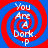 Four identical display a red and blue spiral background with white text reading "You Are A Dork."