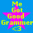 Blue background with four identical pixelated icons featuring a pink star, yellow text "Me Got Good Grammer <3", and no visible animation changes.