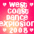 Pixelated text on a pink background with heart symbols, displaying 'west coast dance explosion 2008' in four identical