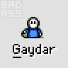 A 5x5 contact sheet of pixel art frames showing a blue-shirted stick figure character with white head and gray body, some frames featuring a black screen device with red/blue dots, and one frame with speech bubbles reading "THAT EXPLAINS A LOT".