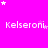 Bright pink background with white text 'Kelseroni' repeated in three , scattered star shapes of varying sizes and opacities