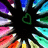 A pixelated static icon with a black center and colorful radial bursts of purple, blue, cyan, green, yellow, orange, red, pink, white, and gray around the edges.