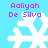 Pixelated snowflake icon with purple text 'Aaliyah De Silva' on light blue background, four variations of the same design displayed in a