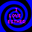 Four identical blue spiral patterns with black outlines, each containing pink text reading "I LOVE ESTHER" in pixelated font.