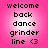 Four identical pixelated text on pink gradient backgrounds with black text reading 'welcome back dance grinder line <3'