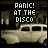Animated sequence of a light-colored vehicle with 'PANIC! AT THE DISCO' text above it, cycling through color variations against dark background.