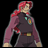 Pixelated anime-style character with red hair and purple jacket standing next to "Anime IM" text on black background
