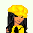 Animated contact sheet showing a pixel-art character in yellow outfit with black accents across multiple frames including full-body, torso, and skirt views, plus text elements "so what if i'm a girl" and heart icons on light purple background.
