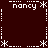 Dark red background with white pixelated text and symbols arranged in a symmetrical pattern