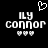 Pixelated black background displays 'ILY CONNOR' text with three heart icons below, featuring a single pixelated heart above the left side of the text.