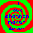 Four identical spiral-patterned icons display blue text reading 'i love shannon martin 4ever' on a green and red background.