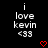 Black background with white pixelated text reading 'i love kevin <33' and two red pixelated hearts below the text.