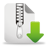 Static icon shows white document with folded corner, thermometer-like scale on left side, and green downward arrow on right against gray background.