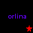 Purple text 'orlina' appears four times on a black background with red star icons positioned between and below the text.