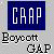 Static pixel art icon with blue background displaying 'CRAP' text above 'Boycott G&P' in gray area, all rendered in blocky 8-bit style.