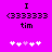 Pixelated icon with bright magenta background, black text elements, and white/pink heart symbols arranged in a