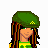 Pixel art buddy icon featuring a female character in green and yellow attire with text "A.e. Babe" on a white background.