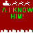 Red background with white pixelated cityscape and Santa sleighs, green text "AI KNOW AI KNOW HIM!" repeated twice in two
