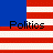 A pixelated graphic with an American flag design on the left and text elements on a black background.