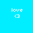 Four pixelated display 'love' text and '<3' symbol on varying blue backgrounds