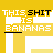 A 48x48 pixel animated contact sheet showing three frames of a yellow and white text-based icon with the phrase "THIS SHIT IS BANANAS" in pixelated font, featuring variations in letter coloring and background layout across frames.