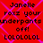 Red background with purple diamond pattern, black text repeating 'Janelle roxz your underpants off! LOLOLOL' in two