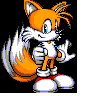 Six pixel-art frames of an orange fox with white accents and red shoes, showing sequential hand gestures against a black background.