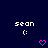 Dark blue background with two identical side-by-side pixel art displays showing 'sean' text, a smiley face, and a heart symbol.