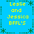 Static pixel art icon with bright blue background, yellow text reading "Leslie and Jessica BFFL'S" in four quadrants, green asterisk-like border elements.
