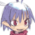 Pixelated anime-style character with purple hair and red eyes wearing a pink top, static single-frame image on white background.