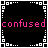 A 48x48 pixel animated contact sheet of six frames showing a black square icon with pink text "confused" and white/pink border patterns that change across frames.