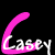 Four quadrant shows 'Casey' text with varying color schemes and stylized C shapes in pink, black, white, and gray backgrounds