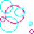 Animated sequence of overlapping cyan and pink circular outlines on white background, with varying numbers of circles in each frame.