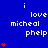 Blue background with repeated white text 'i love micheal phelp' and red heart symbols in various quantities.