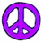 Purple peace symbol icon with white negative space, displayed in a on a light background